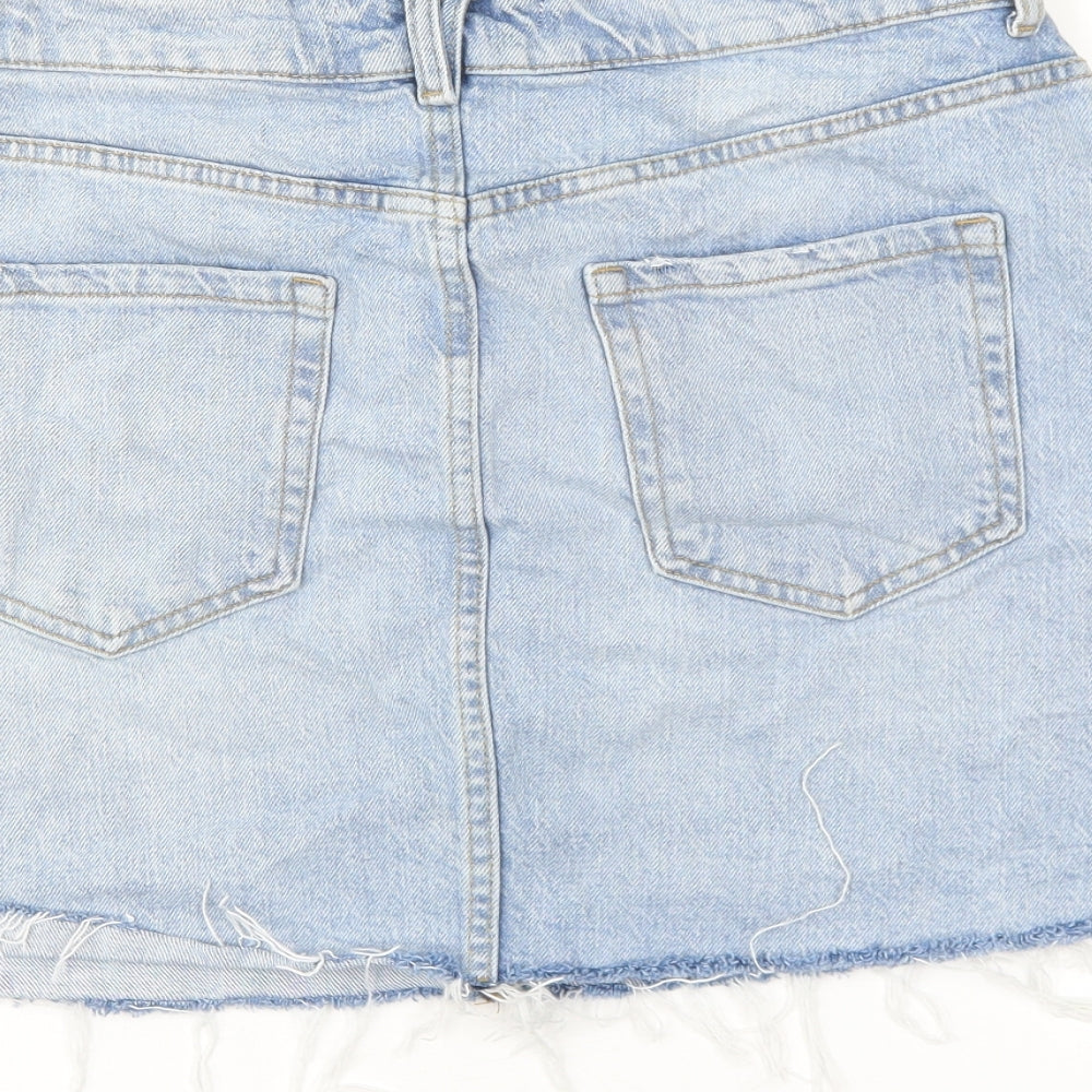 George Womens Blue Cotton Mini Skirt Size 14 Zip