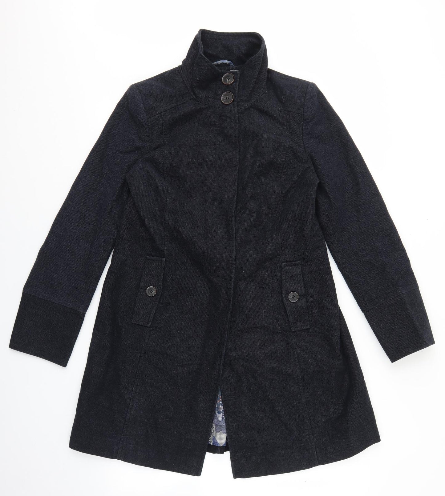 White Stuff Womens Blue Overcoat Coat Size 10 Button