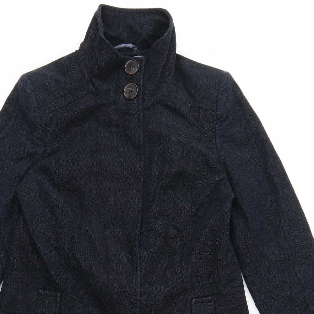 White Stuff Womens Blue Overcoat Coat Size 10 Button