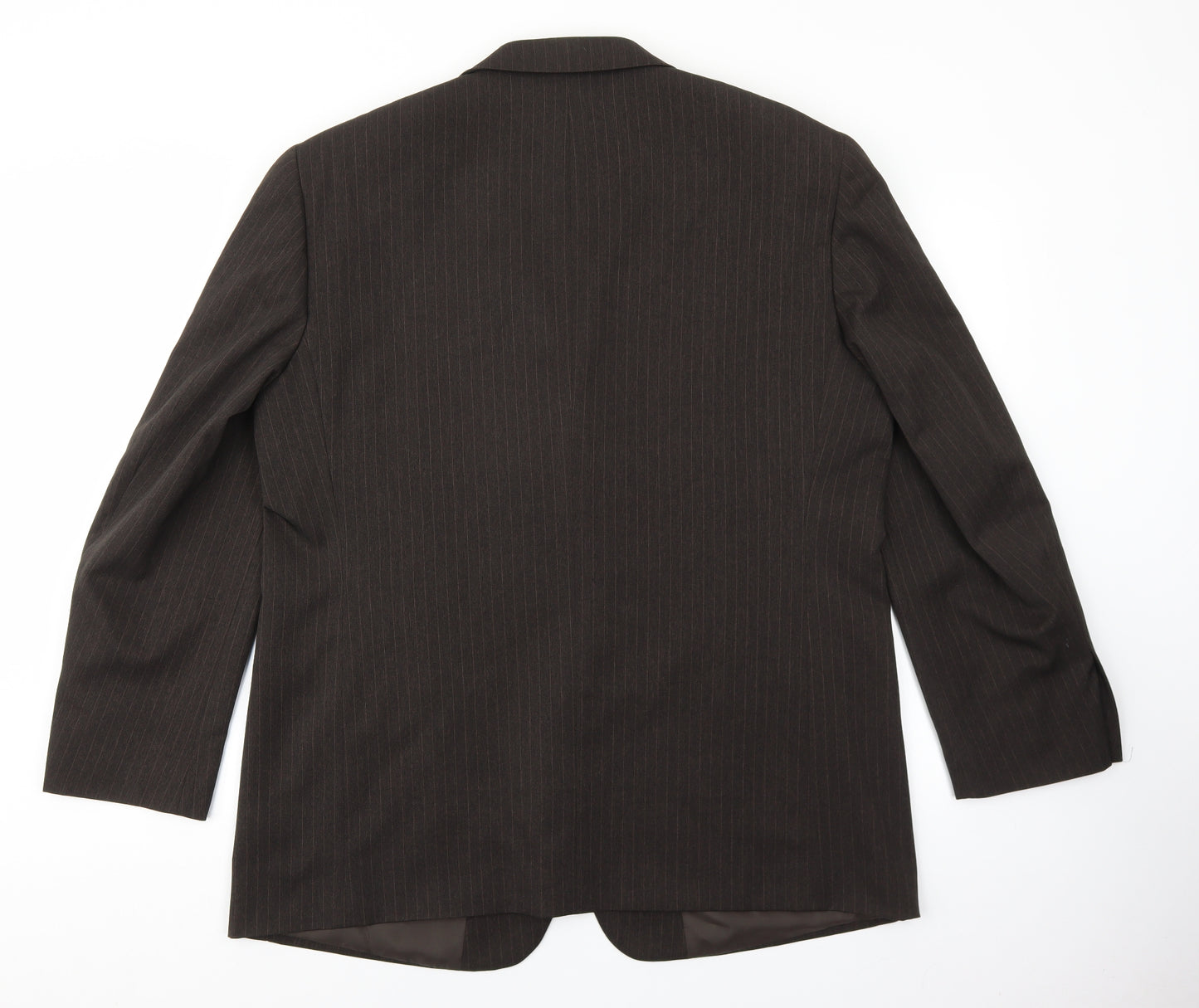 Taylor & Wright Mens Brown Striped Polyester Jacket Suit Jacket Size 46 - Padded Shoulders