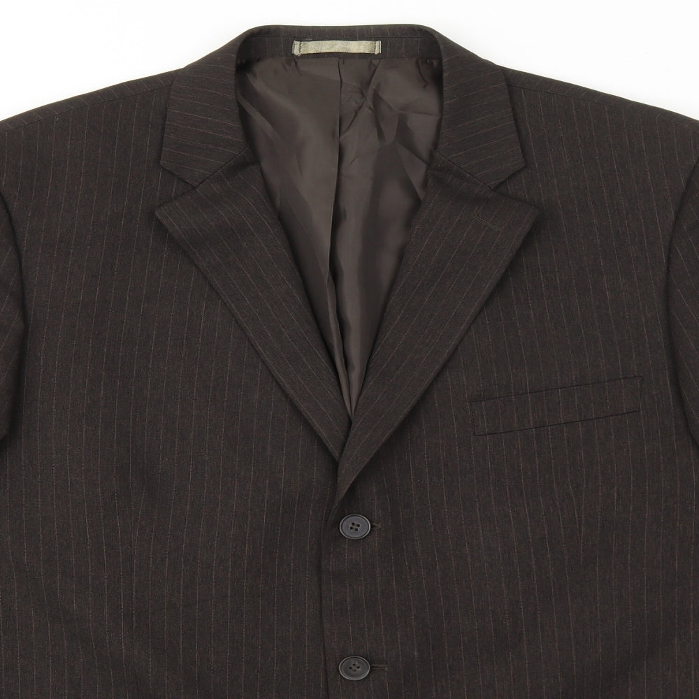 Taylor & Wright Mens Brown Striped Polyester Jacket Suit Jacket Size 46 - Padded Shoulders