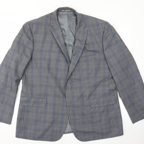 British Tailor Mens Grey Plaid Polyester Jacket Suit Jacket Size S