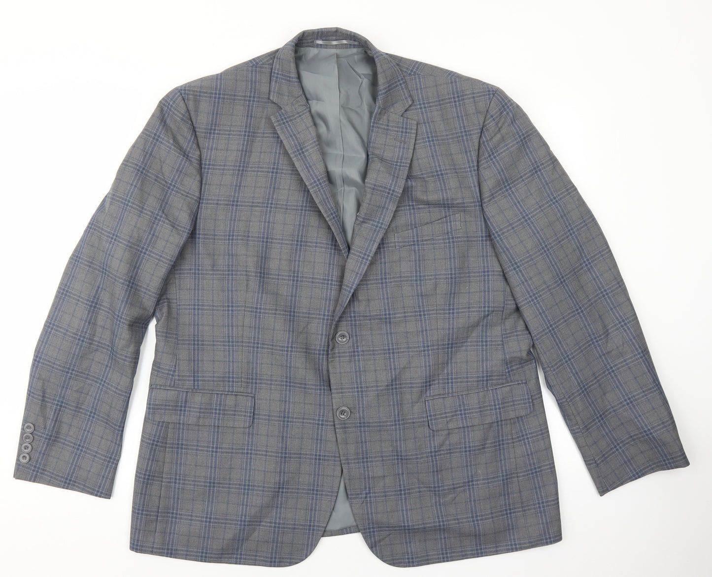 British Tailor Mens Grey Plaid Polyester Jacket Suit Jacket Size S