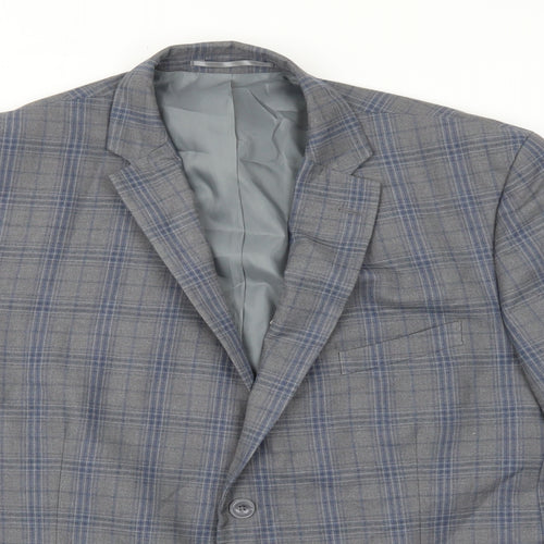 British Tailor Mens Grey Plaid Polyester Jacket Suit Jacket Size S