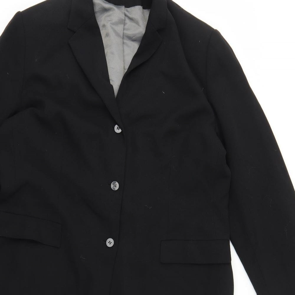 NEXT Womens Black Overcoat Coat Size 16 Button