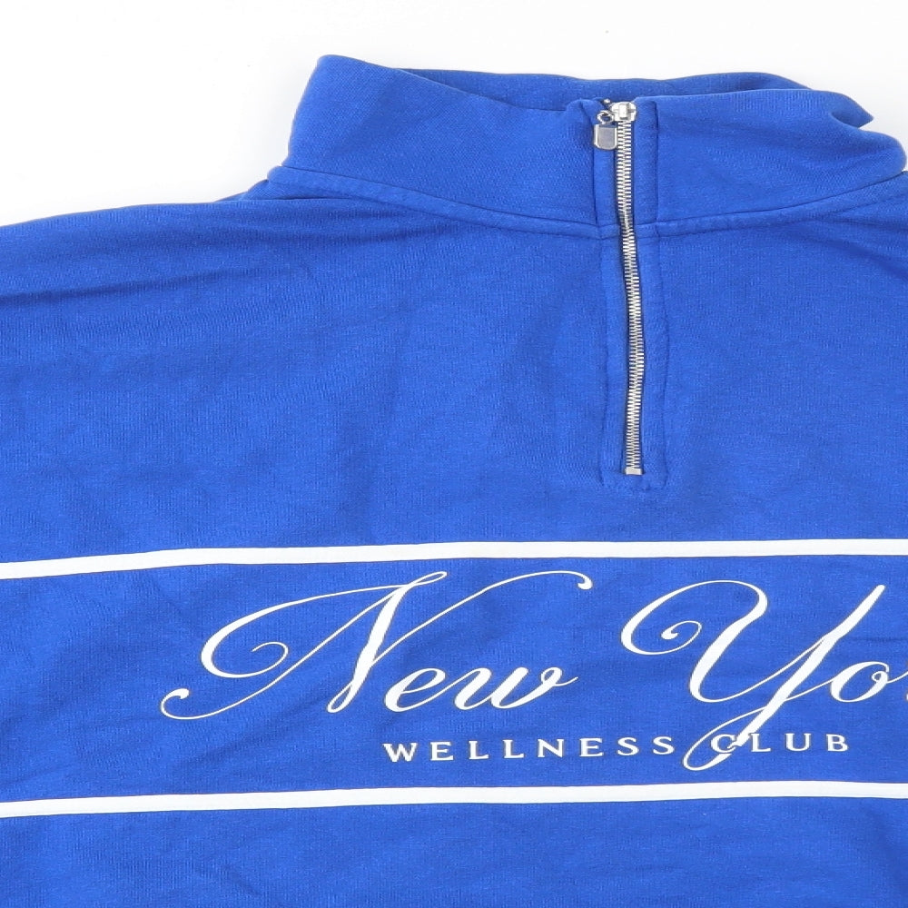 Primark Womens Blue Cotton Pullover Sweatshirt Size 2XL Zip - New York