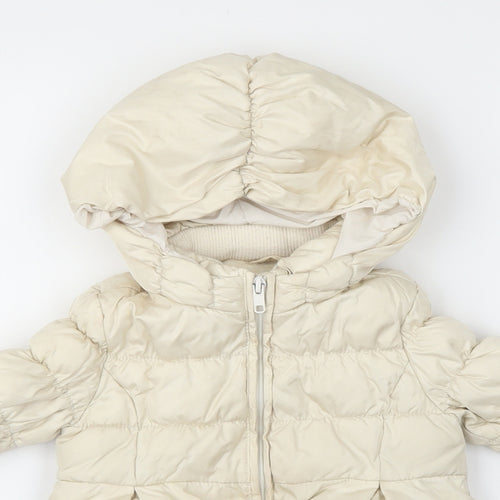 Gap Girls Ivory Puffer Jacket Coat Size 2 Years Zip