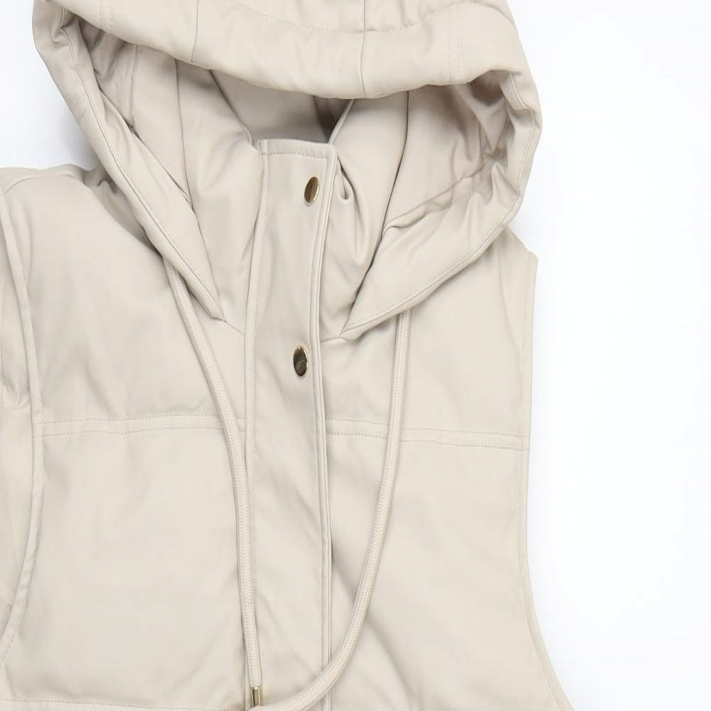 Zara Womens Beige Gilet Coat Size S Zip - Snap Buttons