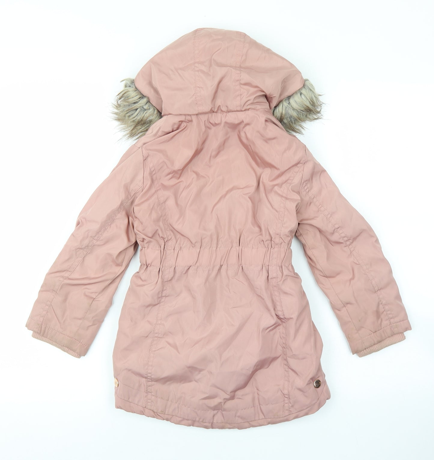 TU Girls Pink Parka Coat Size 5-6 Years Tie