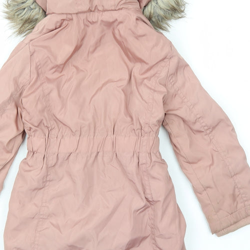 TU Girls Pink Parka Coat Size 5-6 Years Tie