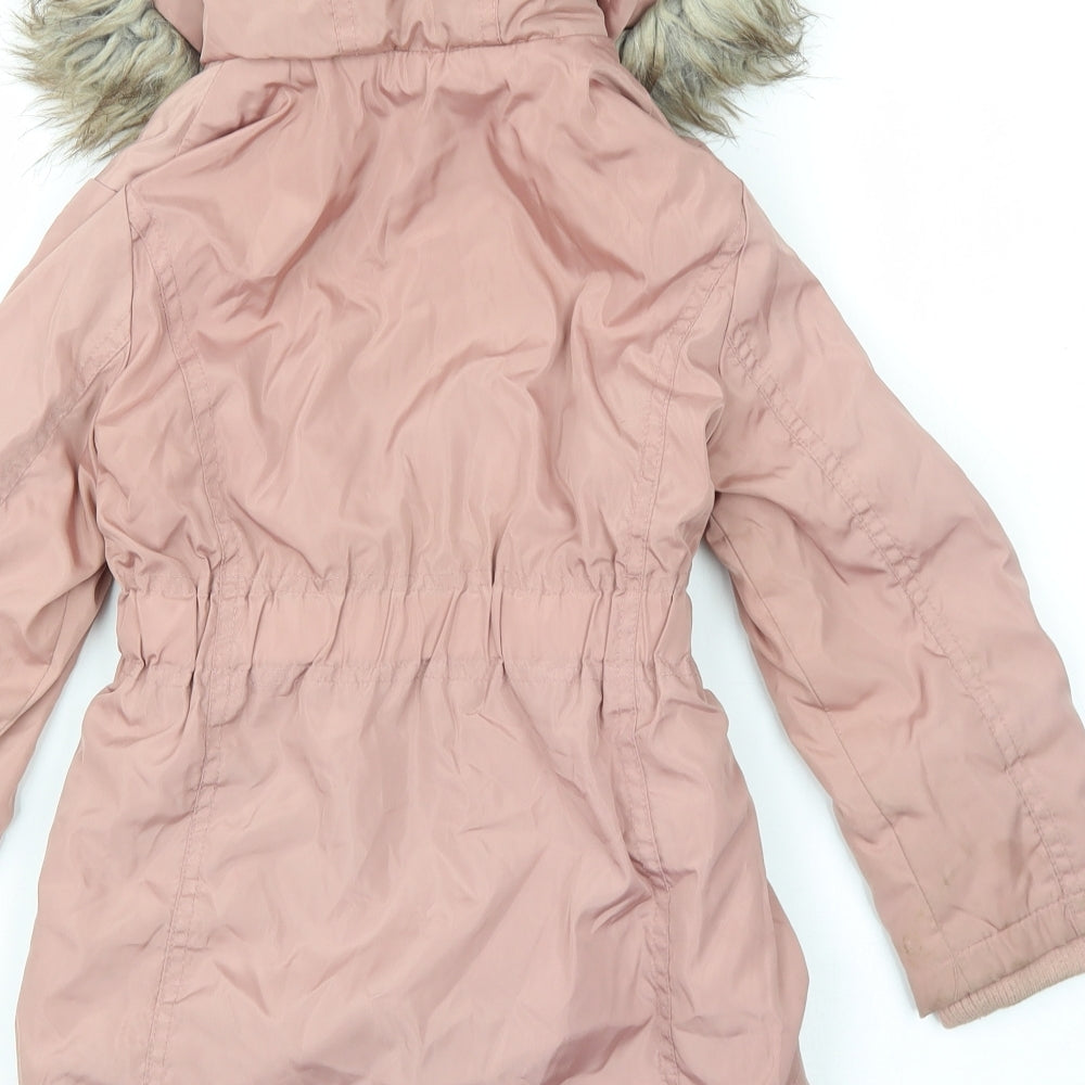 TU Girls Pink Parka Coat Size 5-6 Years Tie