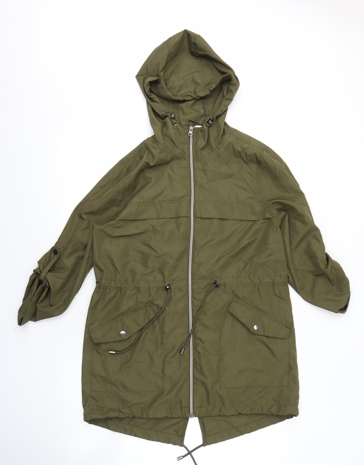 Primark Womens Green Parka Coat Size XS Zip