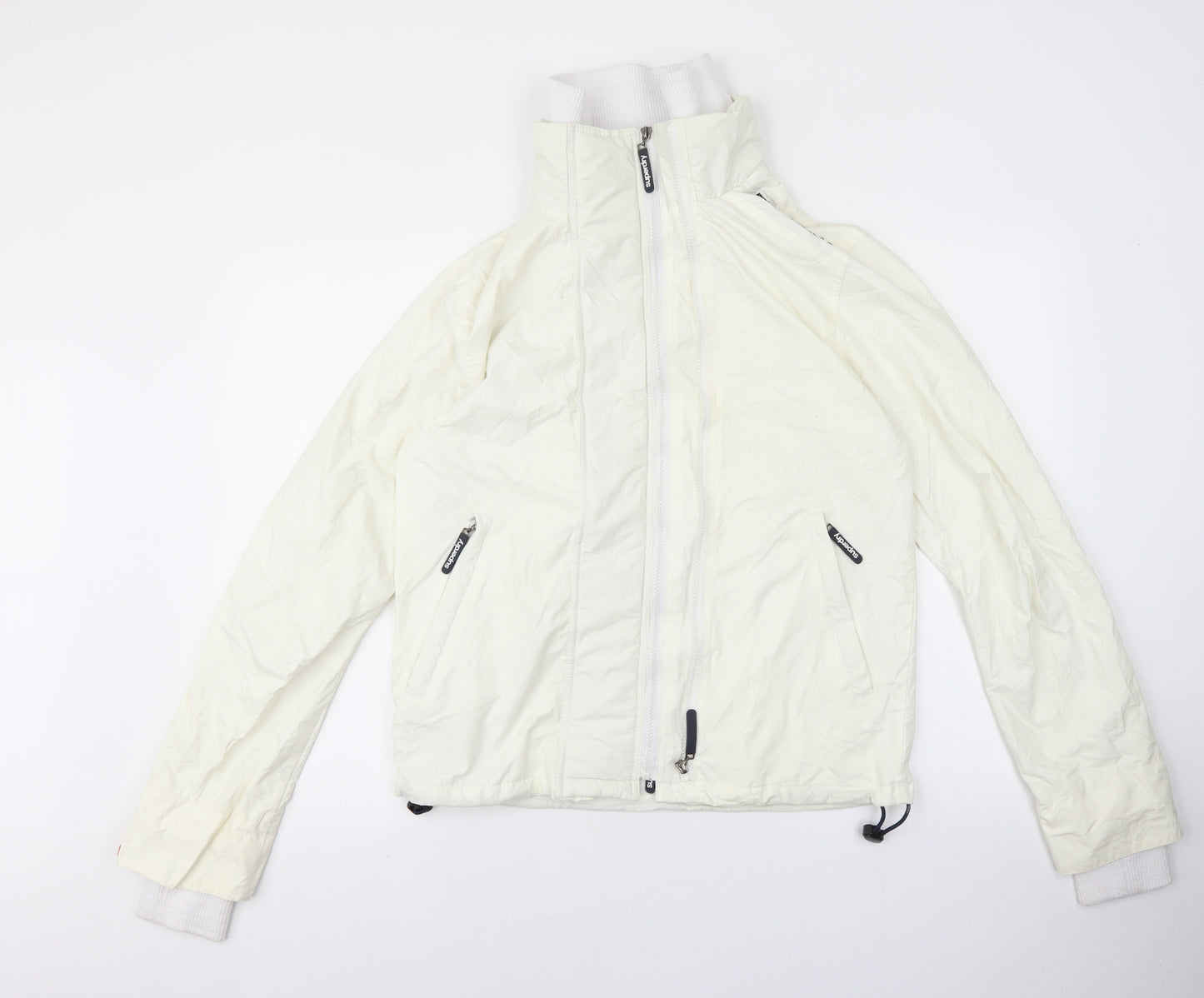 Superdry Mens White Jacket Coat Size M Zip