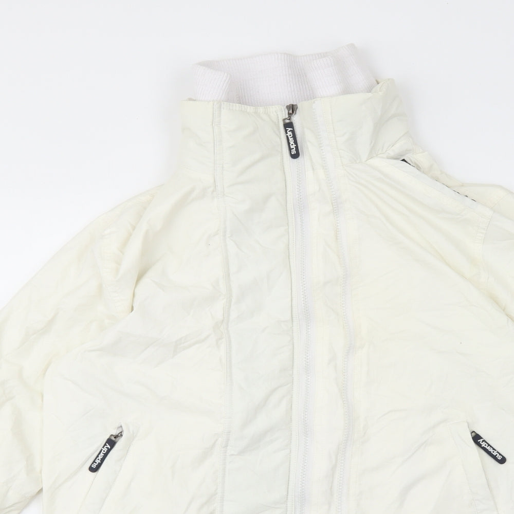 Superdry Mens White Jacket Coat Size M Zip