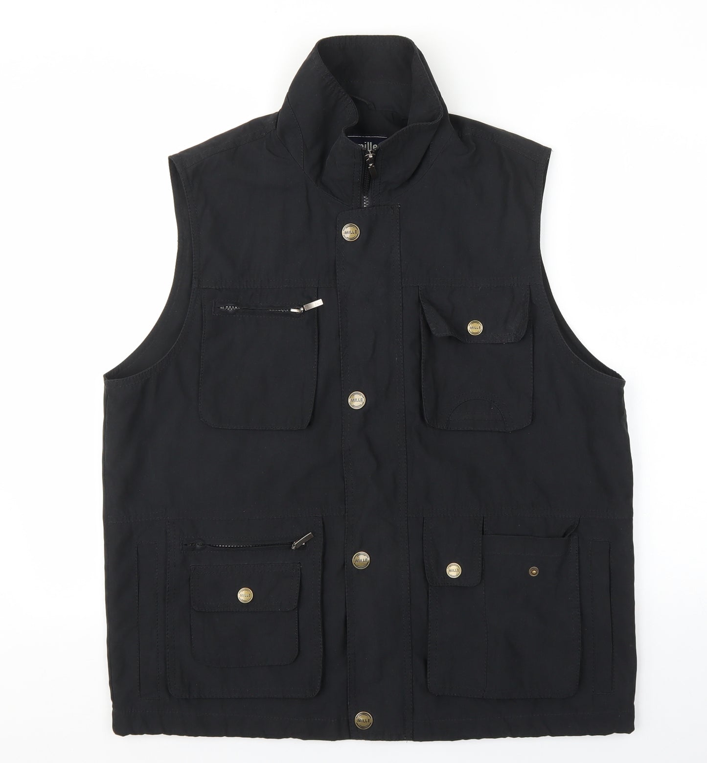 Mode Mille Mens Black Gilet Jacket Size M Zip