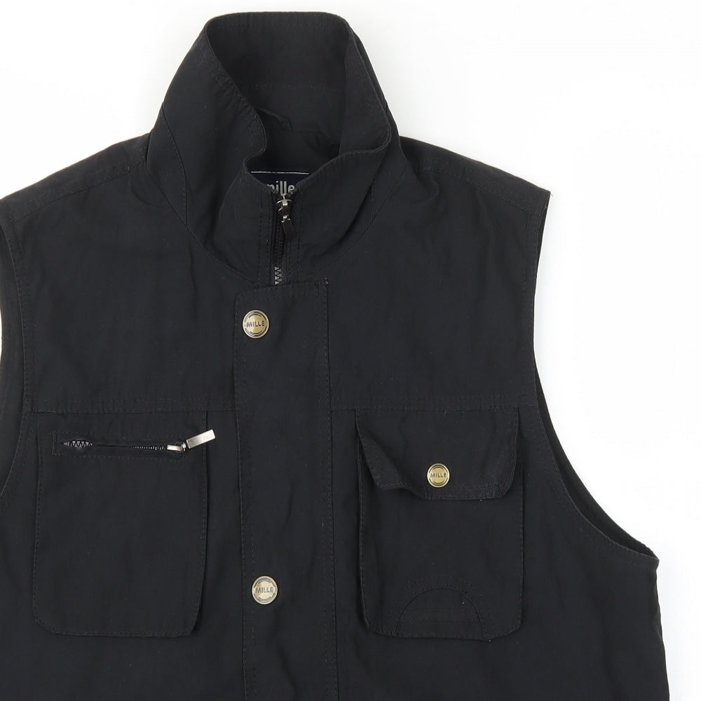 Mode Mille Mens Black Gilet Jacket Size M Zip