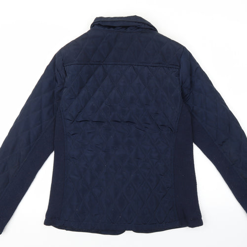 Avenue Womens Blue Quilted Coat Size 12 Zip