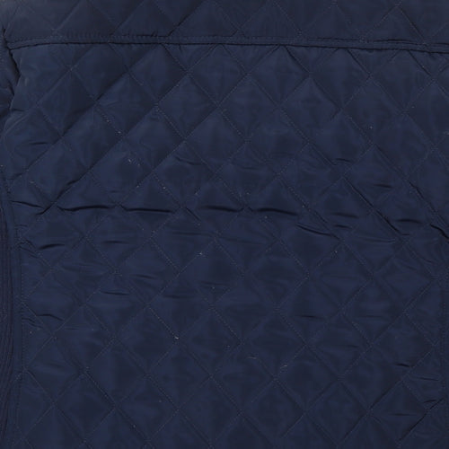 Avenue Womens Blue Quilted Coat Size 12 Zip
