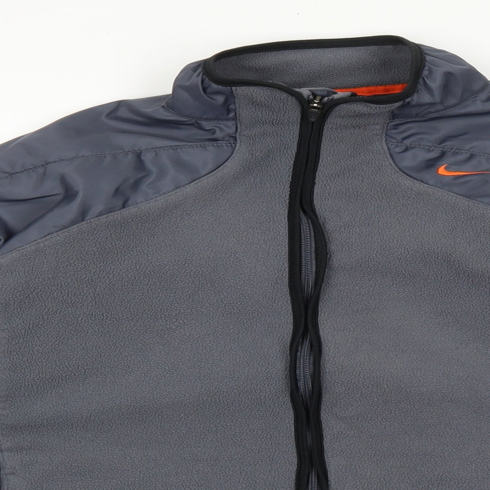 Nike Mens Grey Polyester Full Zip Hoodie Size L