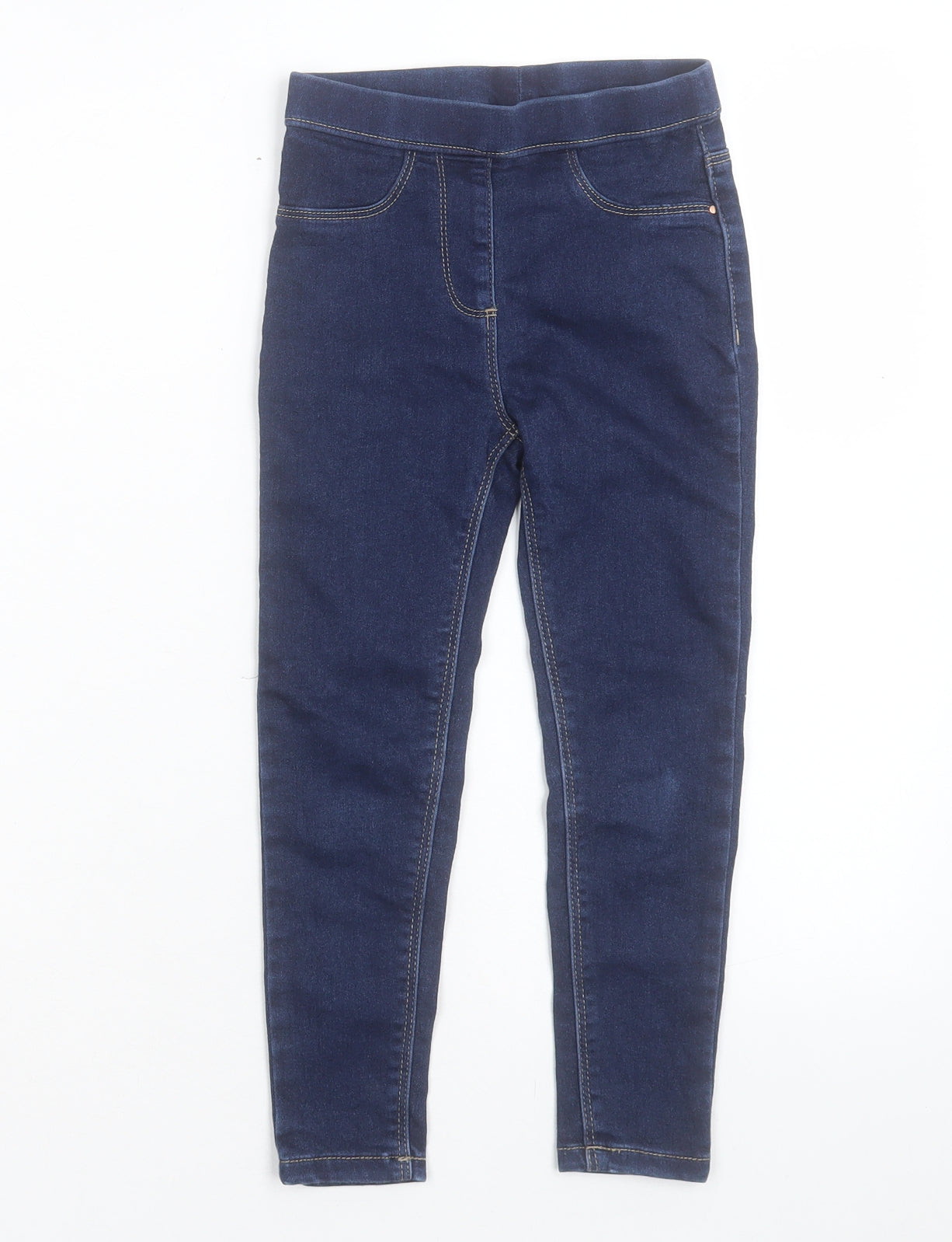 George Girls Blue Cotton Skinny Jeans Size 5-6 Years Regular Pullover