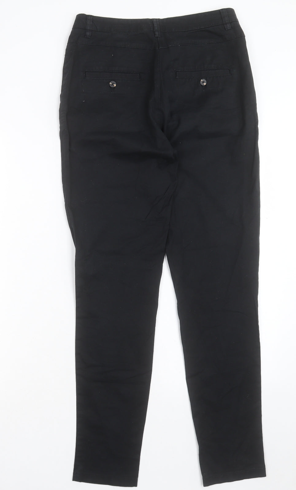 H&M Womens Black Cotton Chino Trousers Size 6 L30 in Regular Button