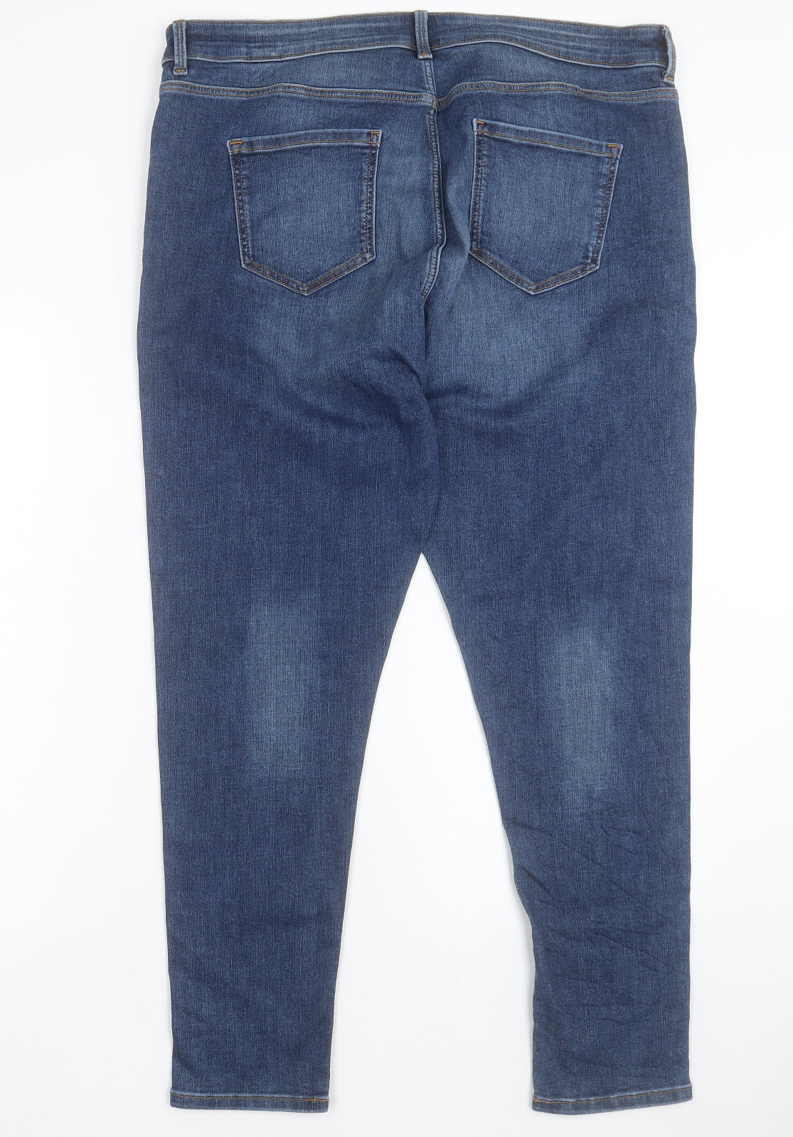 Marks and Spencer Womens Blue Cotton Skinny Jeans Size 18 L26 in Regular Button