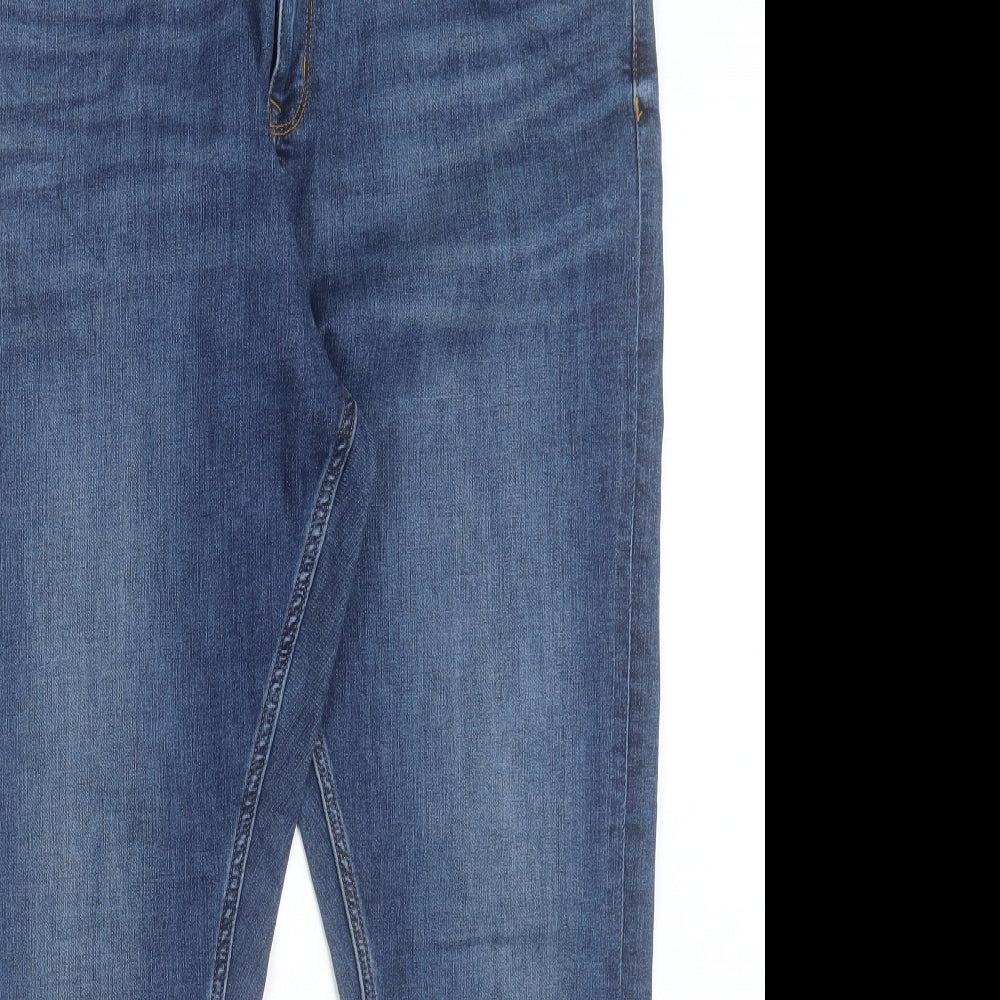 Marks and Spencer Womens Blue Cotton Skinny Jeans Size 18 L26 in Regular Button