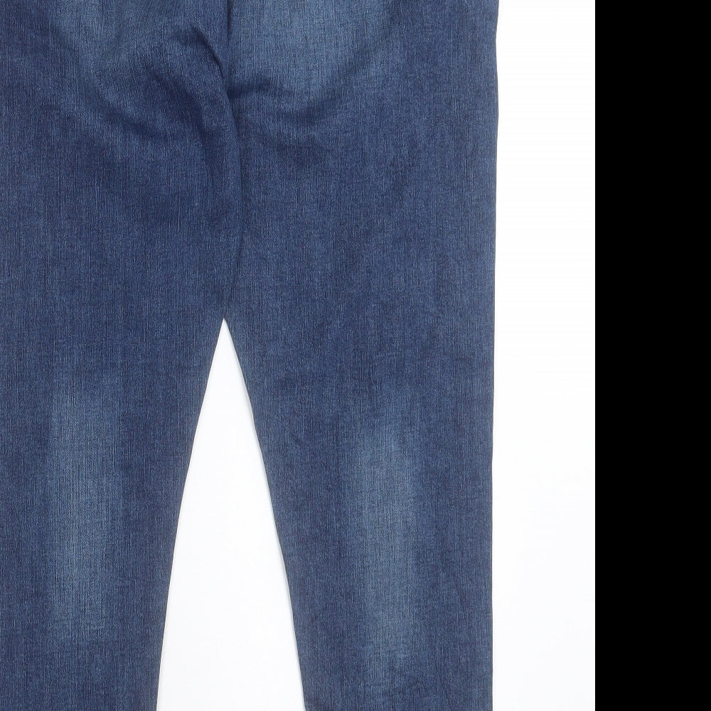 Marks and Spencer Womens Blue Cotton Skinny Jeans Size 18 L26 in Regular Button