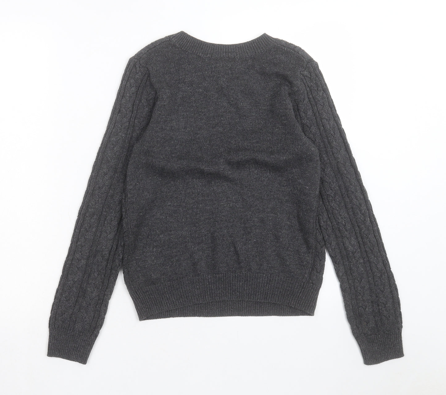 H&M Womens Grey Crew Neck Cotton Pullover Jumper Size XS
