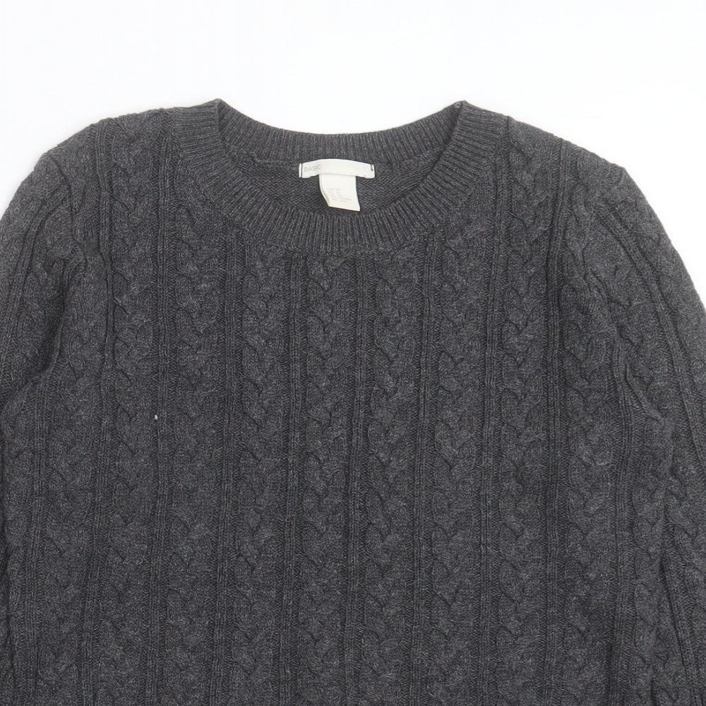 H&M Womens Grey Crew Neck Cotton Pullover Jumper Size XS
