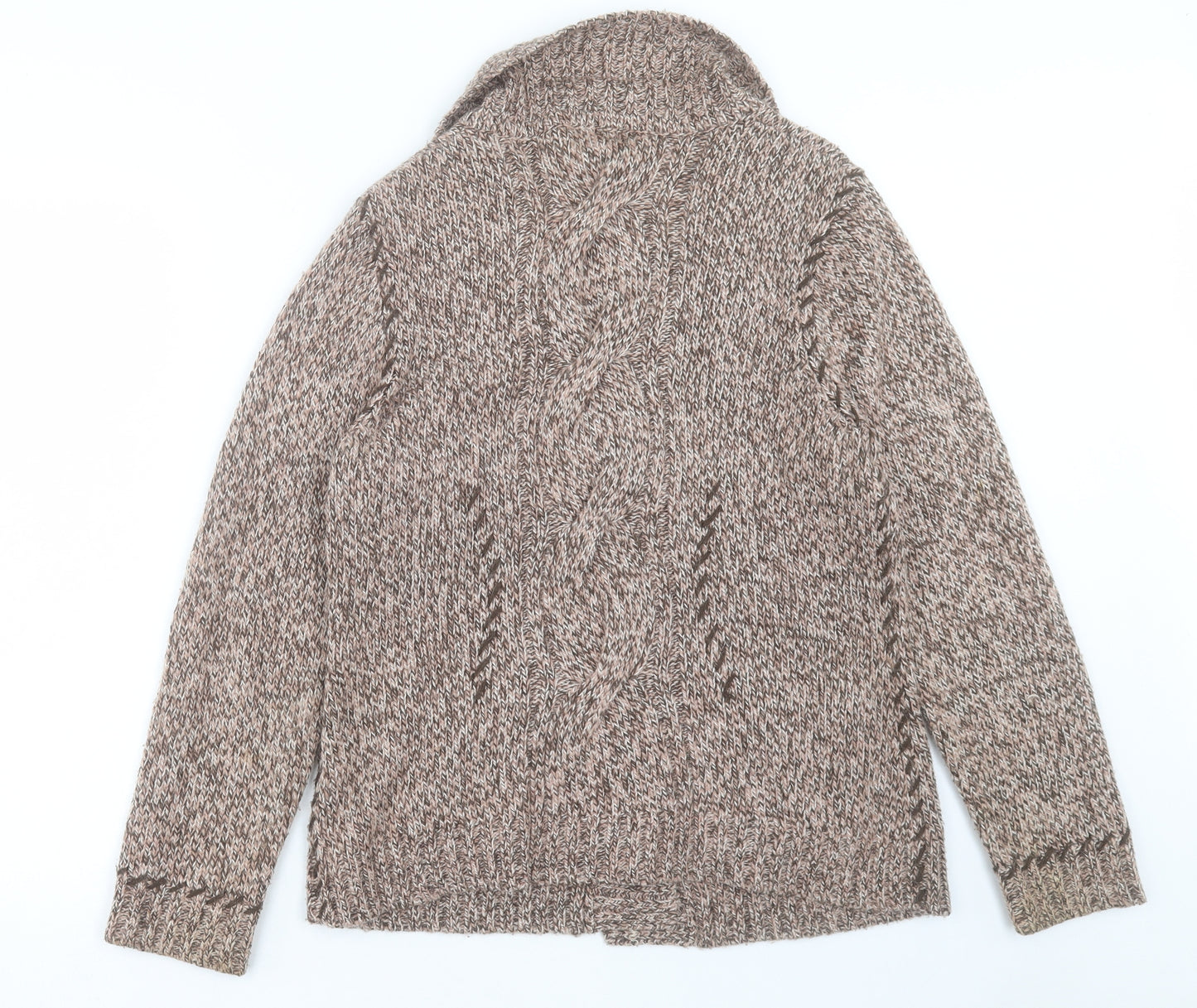 Per Una Womens Brown Collared Acrylic Cardigan Jumper Size L
