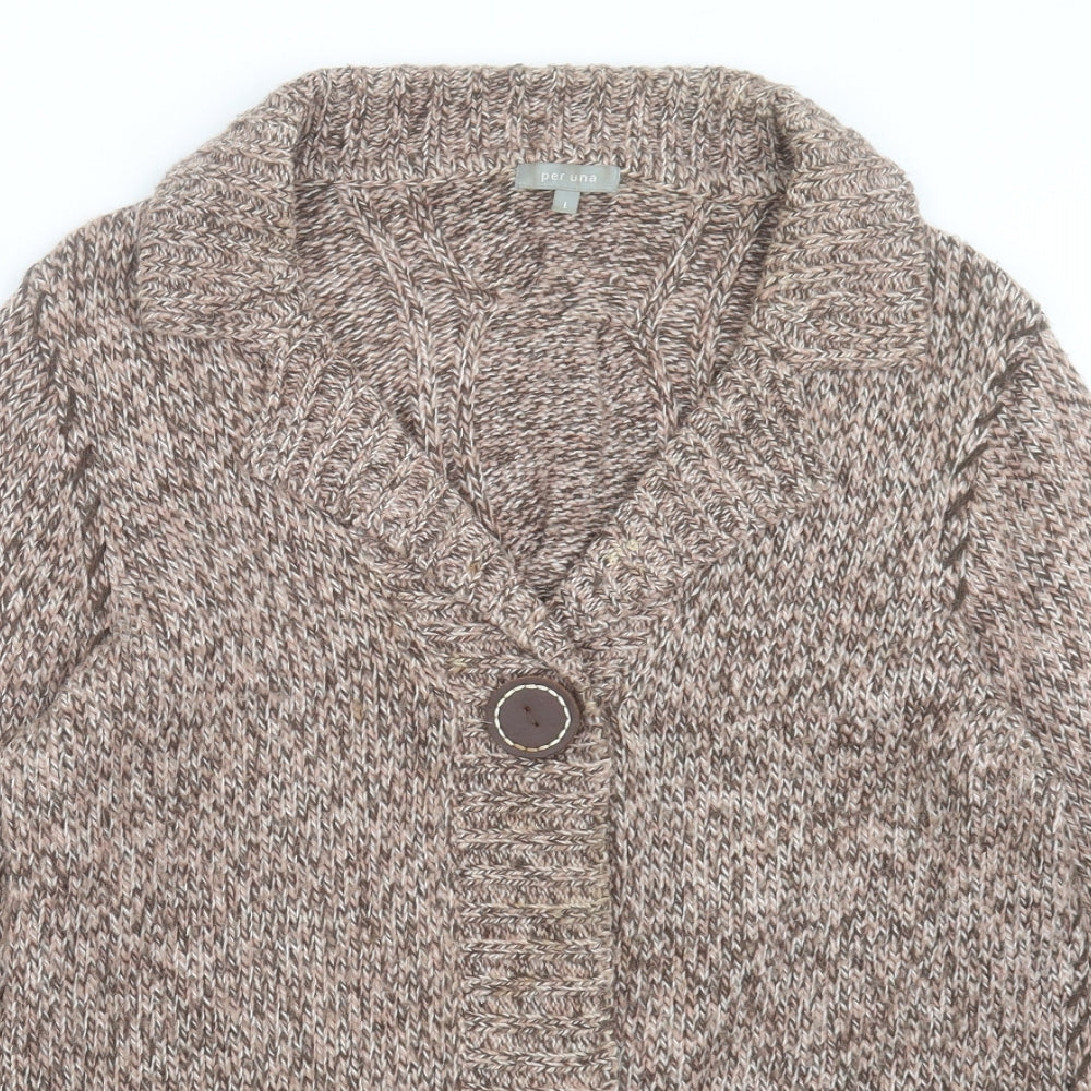 Per Una Womens Brown Collared Acrylic Cardigan Jumper Size L