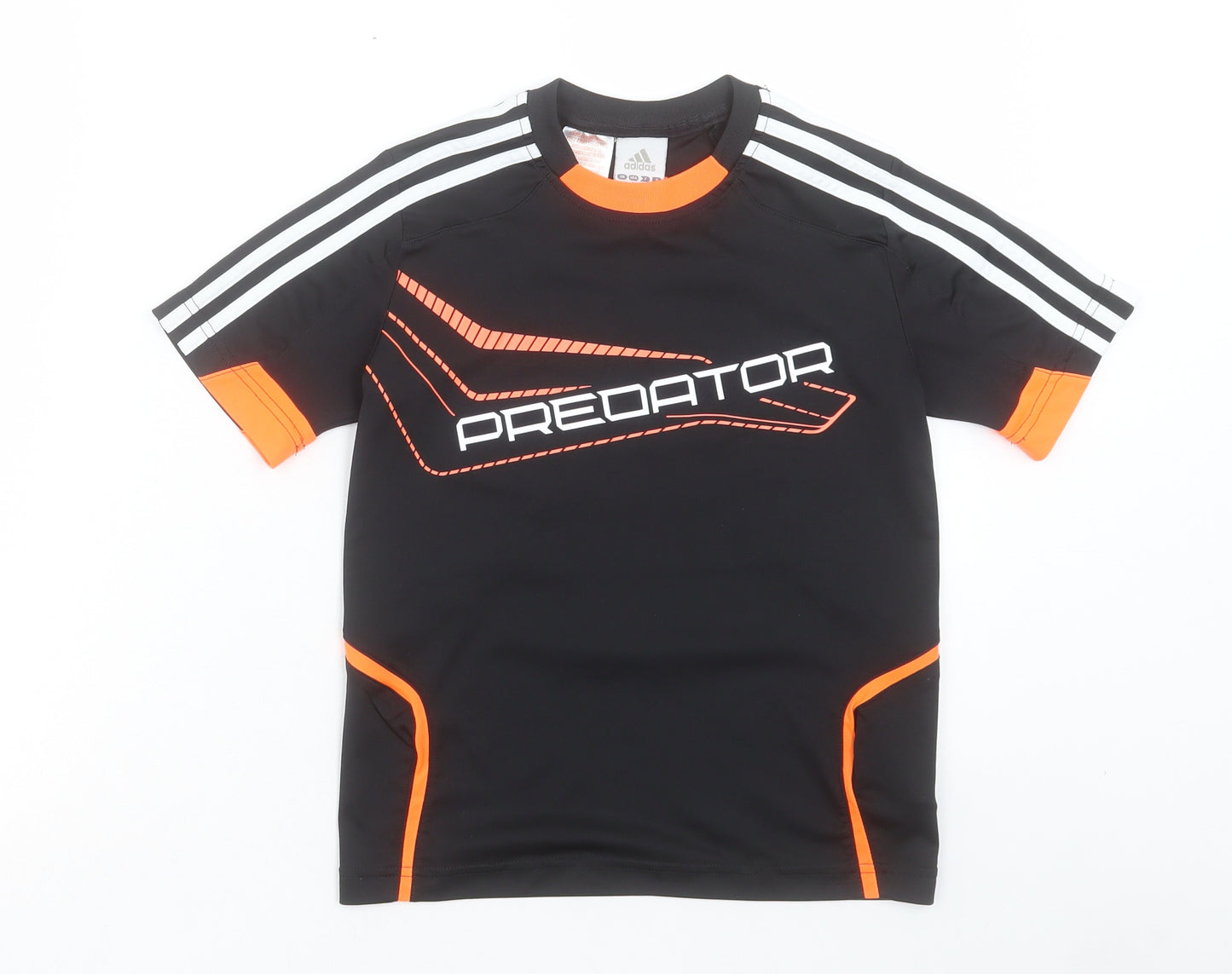 adidas Boys Black Polyester Basic T-Shirt Size 9-10 Years Crew Neck Pullover - Predator