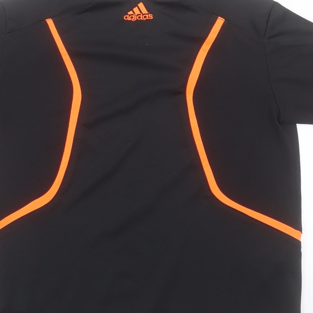 adidas Boys Black Polyester Basic T-Shirt Size 9-10 Years Crew Neck Pullover - Predator