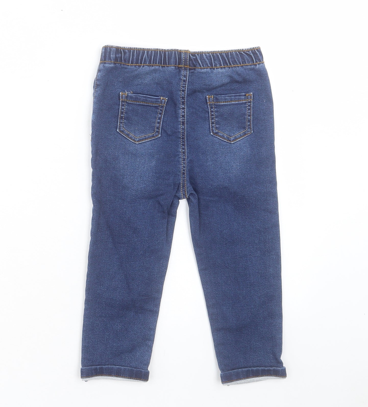 TU Boys Blue Cotton Capri Jeans Size 18-24 Months Tie