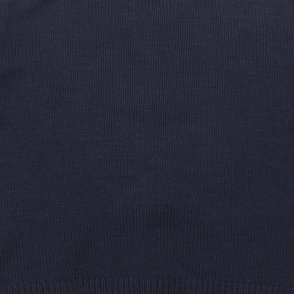 Easy Mens Blue V-Neck Acrylic Full Zip Jumper Size L