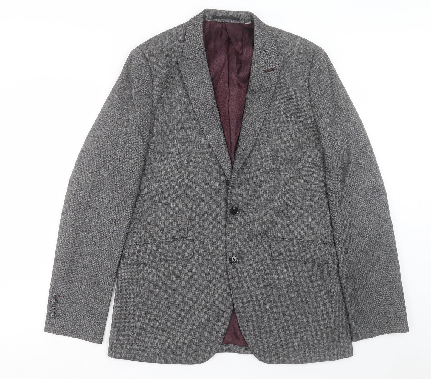 Burton Mens Grey Polyester Jacket Suit Jacket Size 40