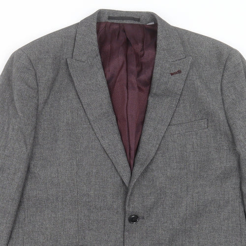 Burton Mens Grey Polyester Jacket Suit Jacket Size 40