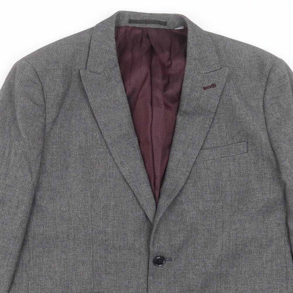 Burton Mens Grey Polyester Jacket Suit Jacket Size 40