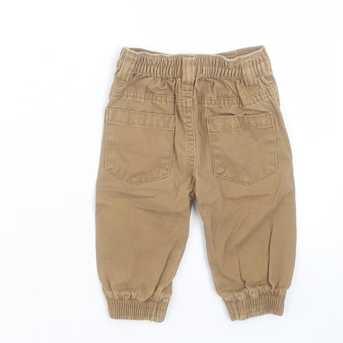 Earlydays Boys Brown Cotton Jogger Jeans Size 6-9 Months Button