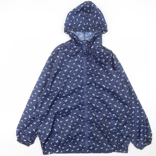 EWM Womens Blue Geometric Jacket Size S Zip - Size 10-12
