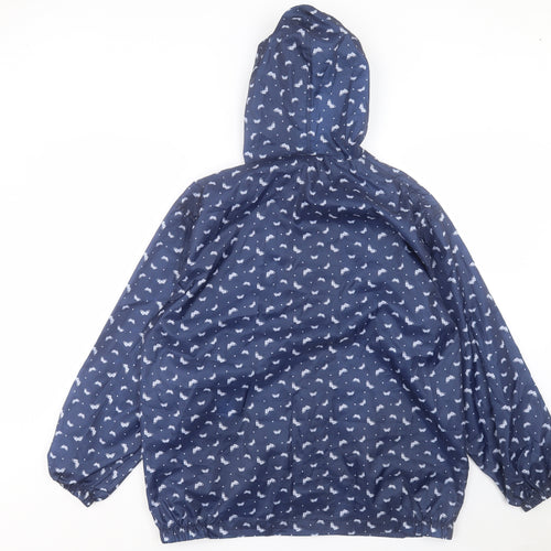 EWM Womens Blue Geometric Jacket Size S Zip - Size 10-12