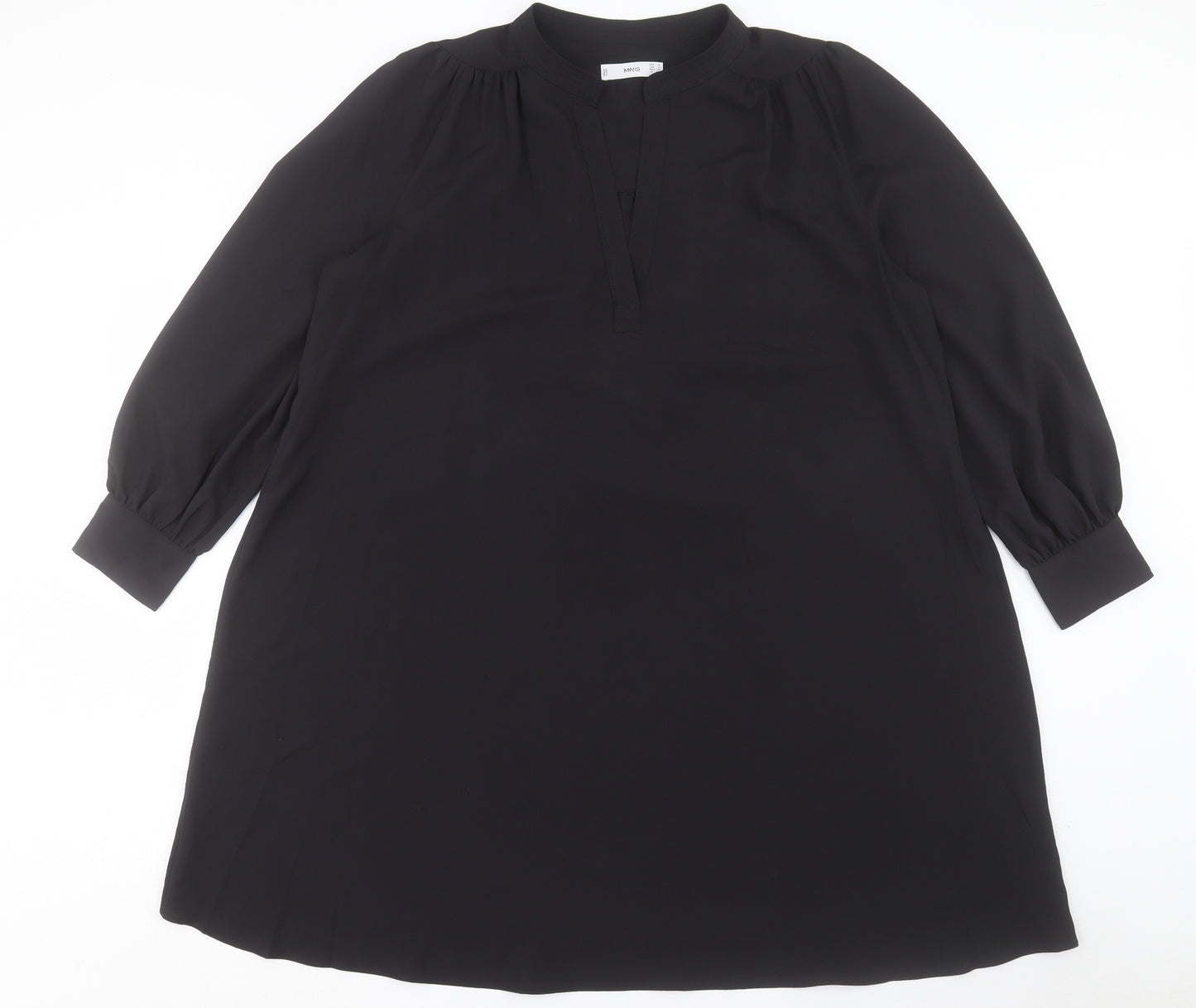 Mango Womens Black Polyester A-Line Size XL V-Neck Pullover