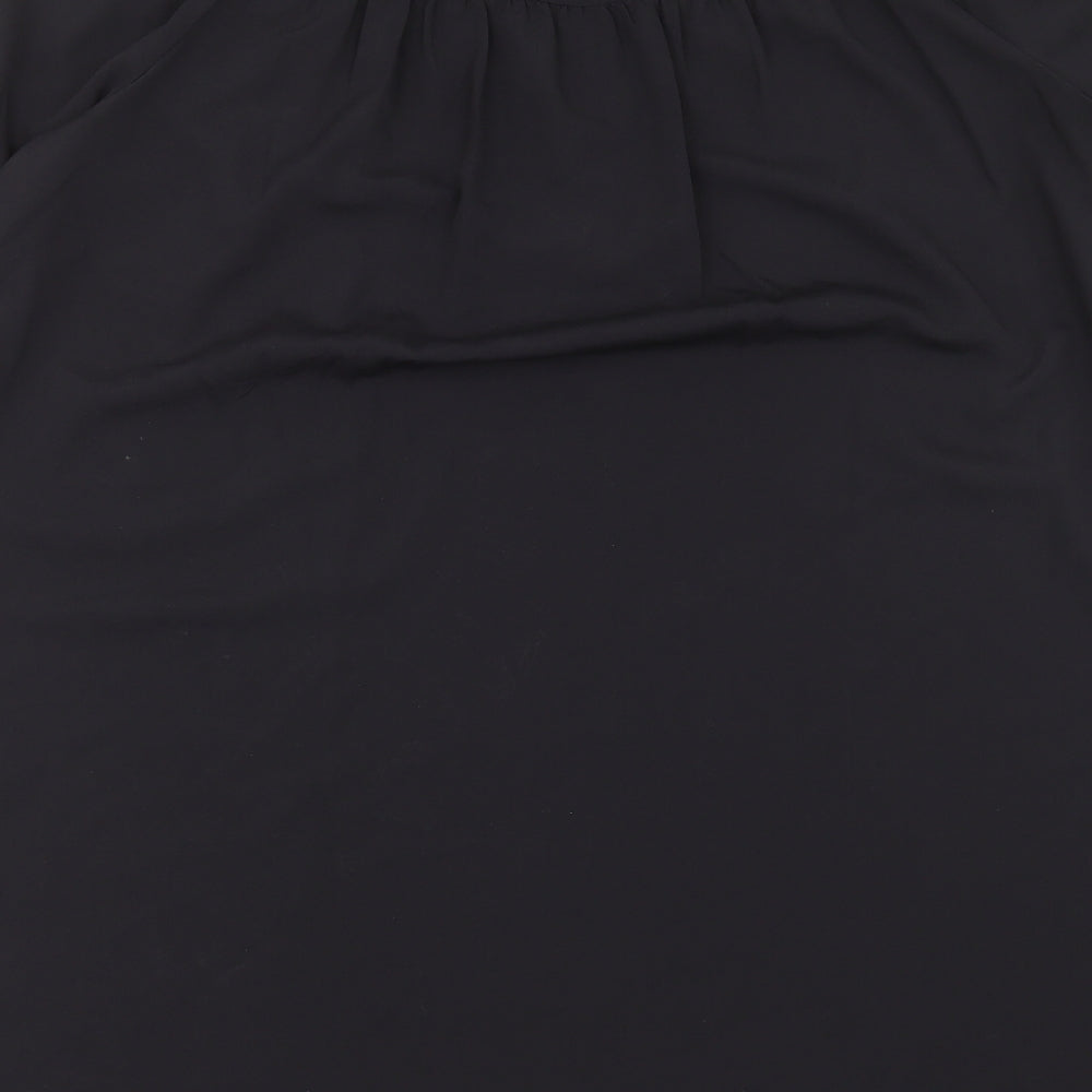 Mango Womens Black Polyester A-Line Size XL V-Neck Pullover