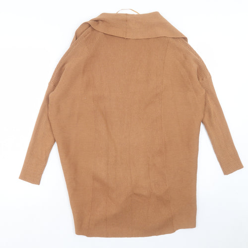 Mango Womens Brown V-Neck Viscose Cardigan Jumper Size M