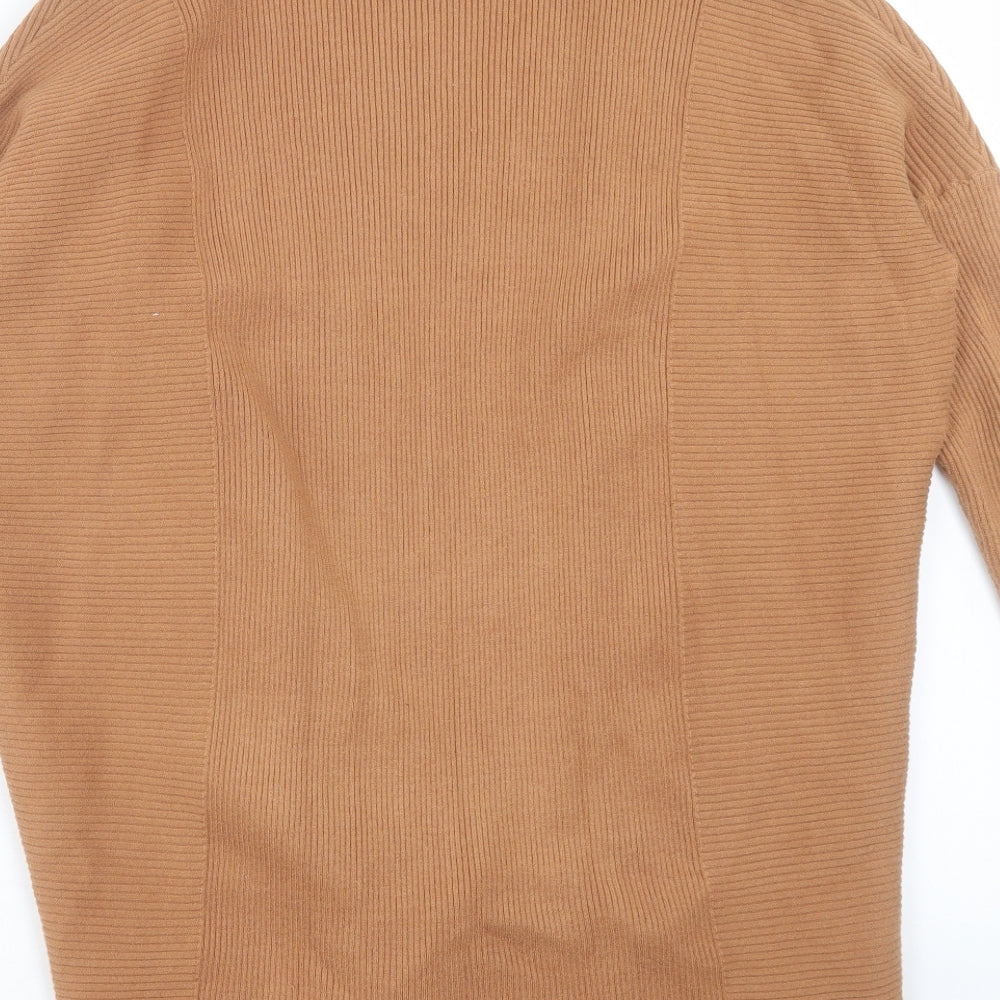 Mango Womens Brown V-Neck Viscose Cardigan Jumper Size M