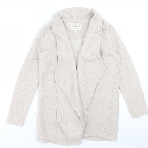 River Island Womens Beige V-Neck Cotton Cardigan Jumper Size 8