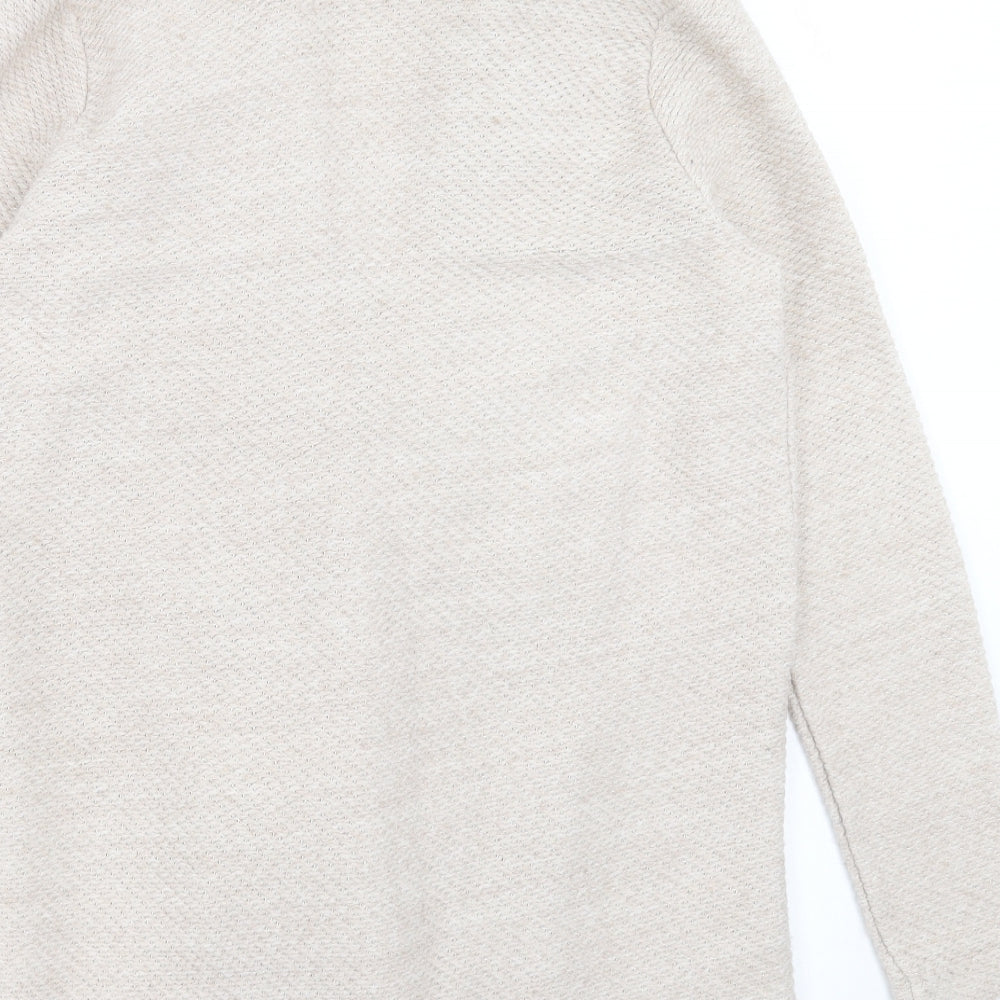 River Island Womens Beige V-Neck Cotton Cardigan Jumper Size 8