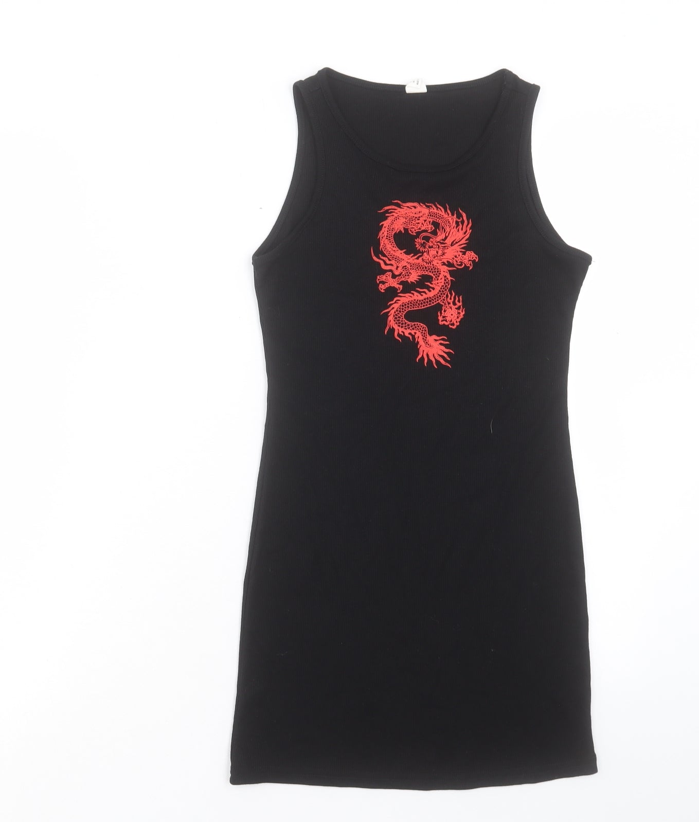 SheIn Girls Black Polyester Tank Dress Size 10-11 Years Crew Neck Pullover