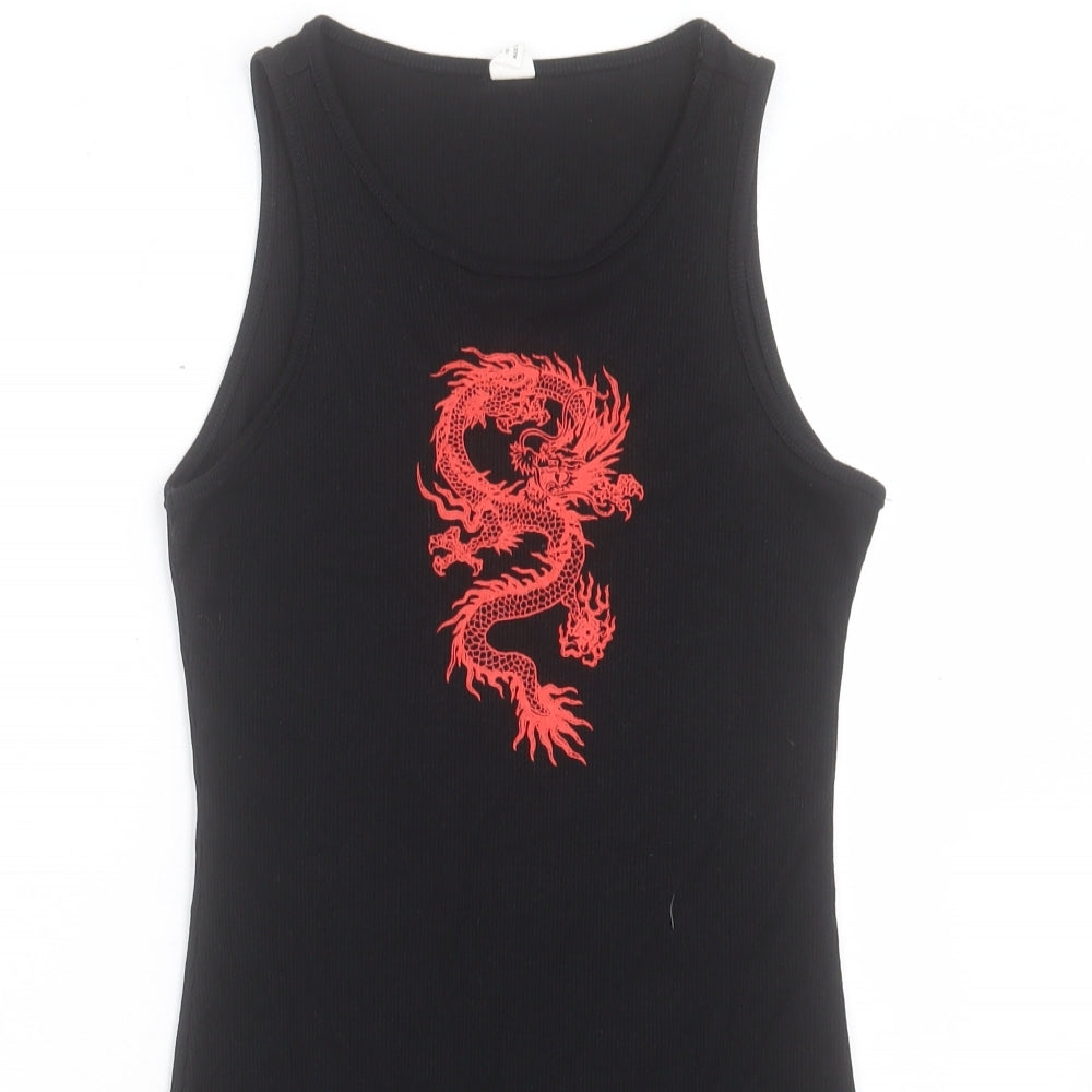 SheIn Girls Black Polyester Tank Dress Size 10-11 Years Crew Neck Pullover
